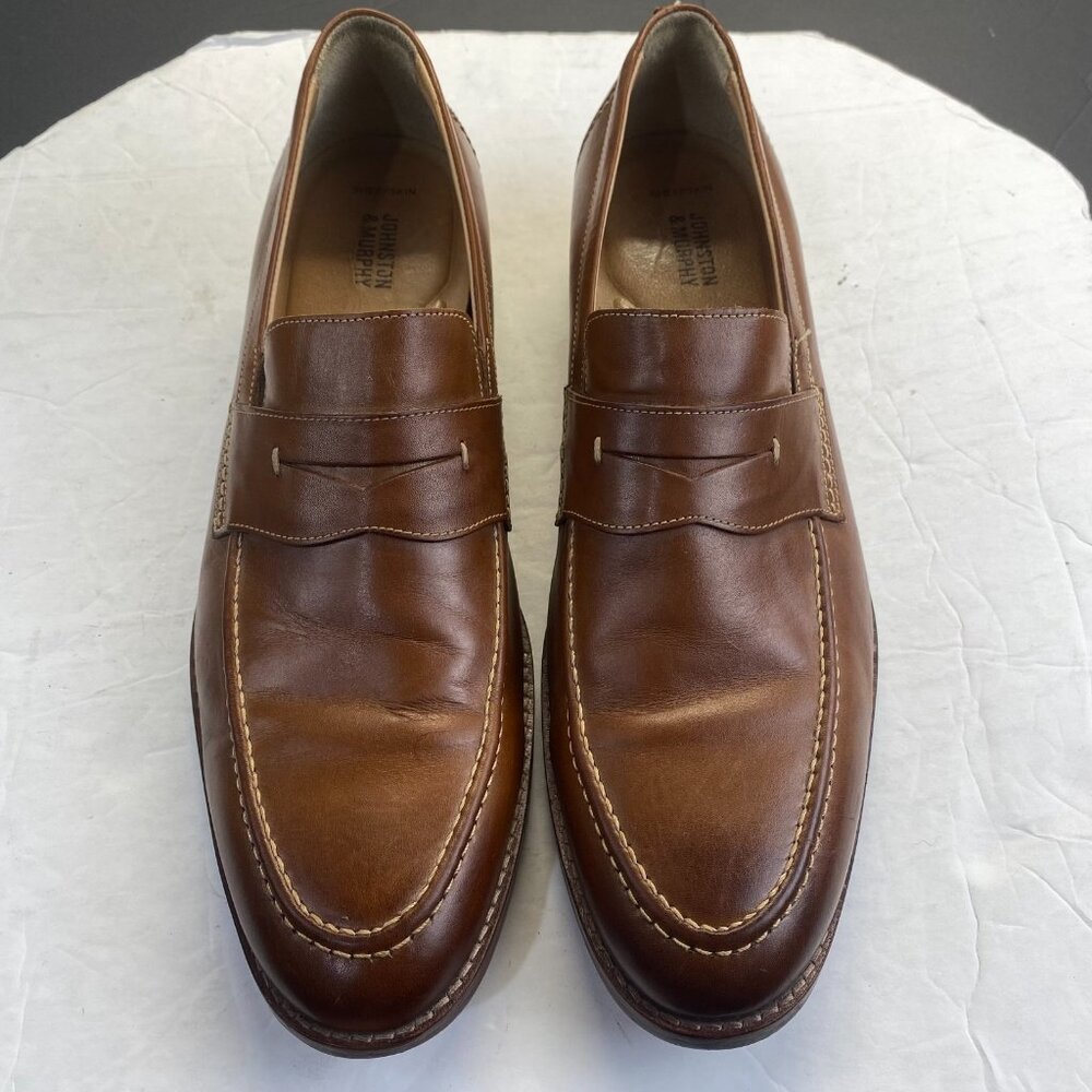 Johnston & Murphy Warner Penny Loafer 20-9592 Brown Leather Mens Dress Shoes 13M